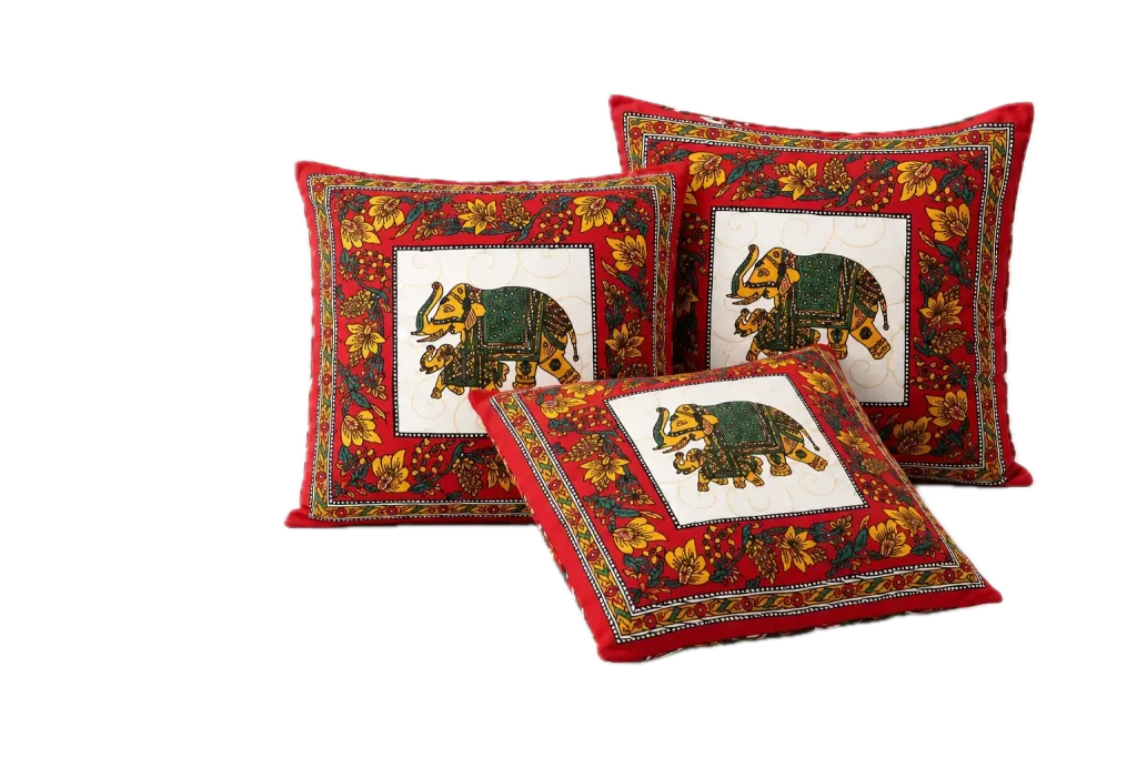 Premium Jaipuri Elephant Print 100% Cotton Cushion Covers Set – LivingUp