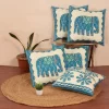 Veda Cream Hathi Print Cotton Cushion Covers