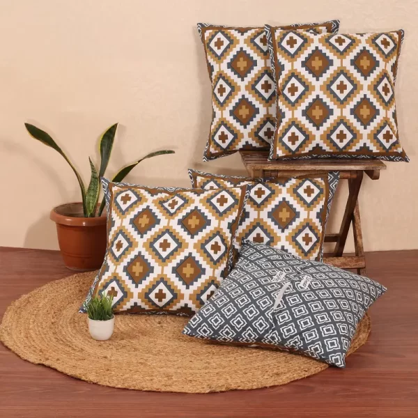 Geometric Print Cotton Cushion Covers