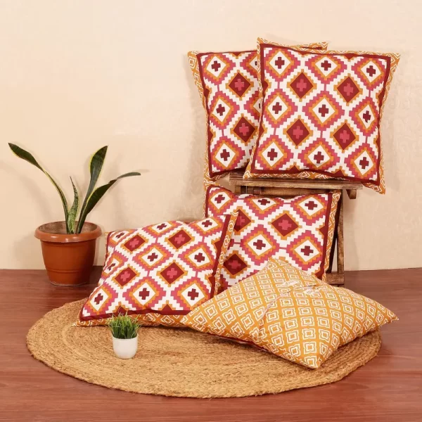 Geometric Print Cotton Cushion Covers
