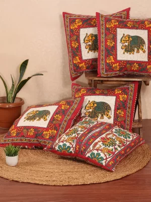 Jaipuri Hathi Print Cotton Cushion Covers