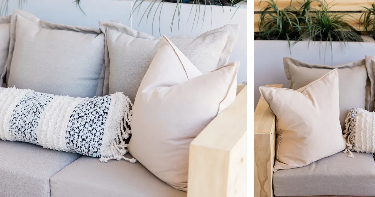 Nude Color Cushion Cover on Sofa